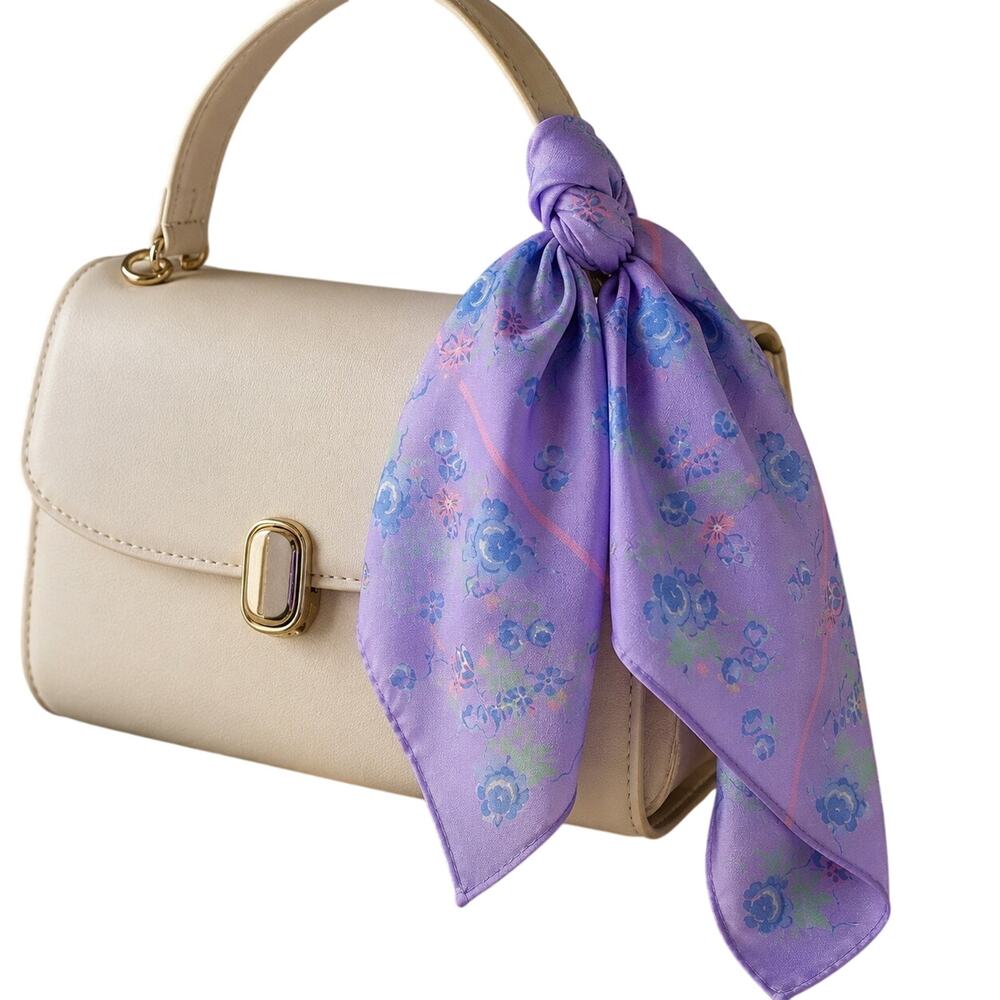 Lavender Floral Scarf Made in Italy Cottagecore Coquette Vintage Sarah Coventry